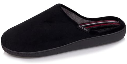 Isotoner Chaussons pantoufles Mules homme ultra confortables à mémoire de forme, intemporelles et élégantes, 43, noir