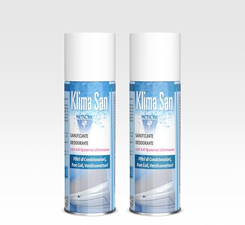 Metacril Set 2pcs Klima San, Spray Limpiador y Desodorizante, para Filtros y Superficies de Aire Acondicionado