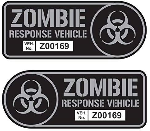 Zombie Response Vehicle Sticker Set Vinyl Decal Gun Metal Car Truck SUV Decal Badge Halloween