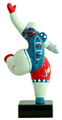 Meubletmoi Statue für Damen, Weiß, Tänzerin, Dekoration, Blau und Rot, Pop Art, modernes Design