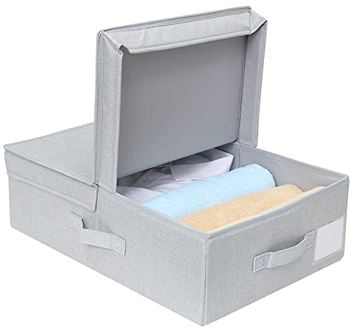 Amonsen Faltbarer Kleiderschrank Flacher Aufbewahrungsbehälter mit Deckel, speziell für Slim Space Organizer, Hellgrau
