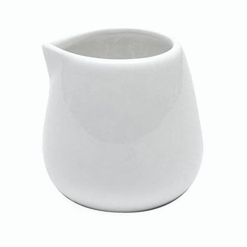 Chef-Hub White Ceramic Mini Milk Jug, Milk Creamer Pitcher Sauce, Syrup Server for Kitchens & Home, 1.5oz, Pack of 12