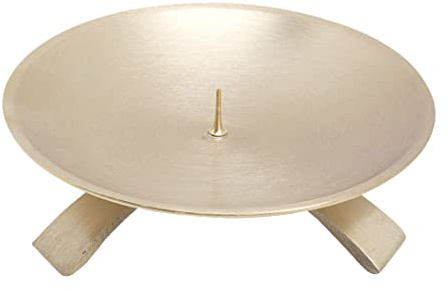 NKlaus Kerzenleuchter Dreifuß Messing Gold mit Dorn, 11,2 cm, 1 Stück | Für Altarkerzen bis Ø 9 cm; 5 cm hoch