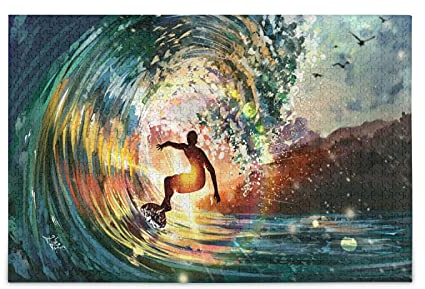Cooler Tanz Beim Surfen Auf Der Meereswelle Jigsaw Puzzle 1000 Teile für Erwachsene Klassische Jigsaw Puzzles aus Papier Wanddekoration Geschenk ab 12 (70x50cm)