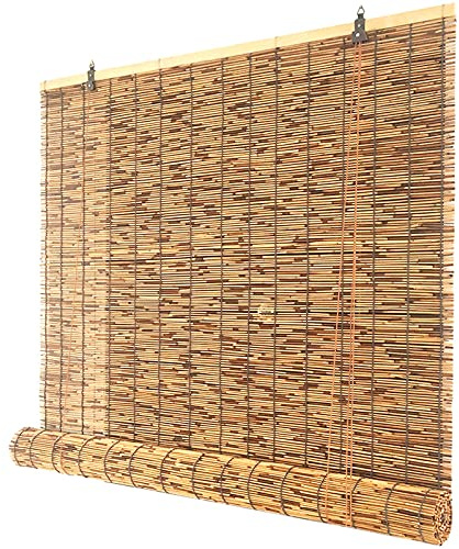 Tapparella a carrucola in Bamboo,Tapparelle in Reed,Tenda a Lamella in Canna Naturali,Tapparelle in bambù con Sollevatore,Anti-UV/Impermeabile/Parasole,per Esterno/Interno (110x250cm(43x99in))