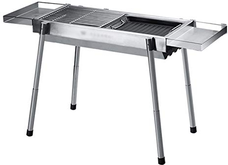 QINGGANGLING999 Grill Outdoor Edelstahl Tragbare Holzkohlegrill Reisen Klapp BBQ Kohlegrill Silber Chrom, Leicht, faltbar □ Für Camping, Picknick 25.2 x 11.4 '' x 28 Holzkohlegrill