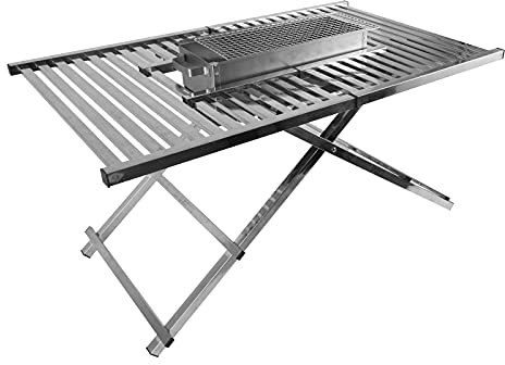QINGGANGLING999 Grill Faltender tragbarer Holzkohlegrill Leichter Edelstahl Metallgrilltisch Leicht zu speichern Grillständer Tisch für Außenkochen Outdoor BBQ RV Picknick Holzkohlegrill