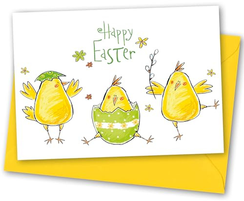 Easter Card. Three Chick Design. 210x148mm Card with Matching Envelope. Ecofriendly. Printed and Packed in UK, by Absolutely Yours.