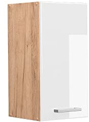 Vicco Hängeschrank R-Line, Weiß Hochglanz, 30 cm | 1 Tür · 1 Einlegeboden · Tiefe – 31 cm · ✓ Frei kombinierbar · ✓ Praktischer Stauraum