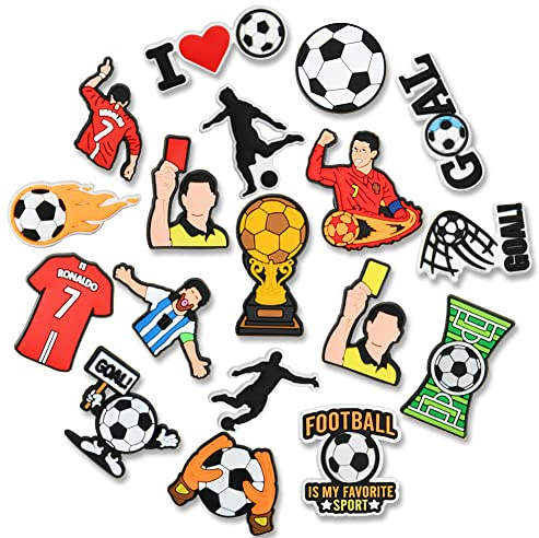 Ainiv 18PCS Charmes de Chaussure, Mignons Football Croc Charms