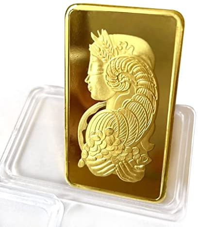 Suisse Lady Fortuna Goldbarren, simulierter vergoldeter Dollar-Goldbarren für Briefbeschwerer, Filmrequisite, Neuheit Geschenk