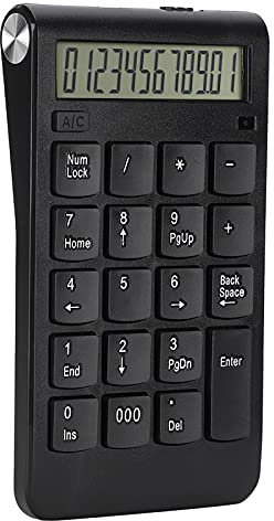PUSOKEI Teclado Numérico Inalámbrico con Pantalla, Plug and Play Carga USB1.1/2.0 Teclado Numérico Inalámbrico de 2,4 GHz con Pantalla y Función de Calculadora para para Mac OS (Negro)
