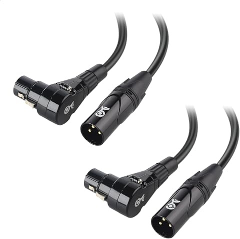 Cable Matters 2-Pack Right Angle XLR Cable, XLR Microphone Cable - 6ft, Oxygen-Free Copper (OFC) Microphone Right Angle Cord, Mic Cord, Black