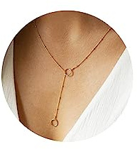 FUNEIA Kette Gold Damen 14K Vergoldete Modeschmuck Kette Lang Y Kette mit Herz Perlen CZ Anhänger Wasserfeste Verstellbare Ankerketten Tropfen Halskette Gold für Frauen Schmuck