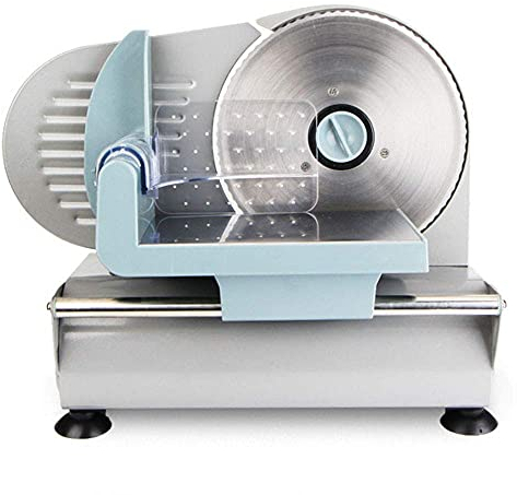 Affettatrice per Uso Domestico o Commerciale,Affettatrice per Carne congelata,Affettatrice elettrica Lama in Acciaio Inox Rimovibile e Carrello per Alimenti, per Carne, Pane, verdu