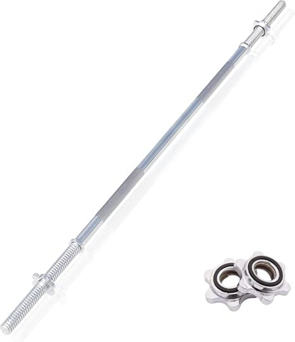 DONATIF Langhantelstange aus Stahl mit Stoppern inklusive – Langhantelstange 25 mm verchromt 200 cm (8 kg) – Fitnessgeräte für Zuhause – Fitness Home Gym – optimales Training zu Hause