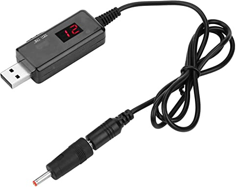 Cable convertidor USB Boost DC 5V a 9V 12V Cable Elevador 0.8A Step-up Transformador Adaptador de Corriente con convertidor con Pantalla USB Longitud Negra 0.8m