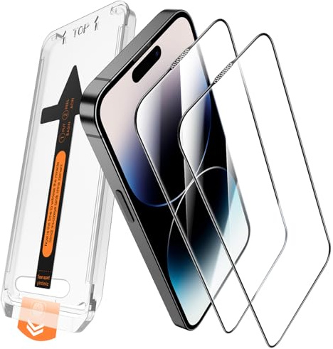 JEHOO 2 Pezzi per iPhone 14 Pro Vetro Temperato Pellicola Protettiva, Rimozione Automatica Della Polvere, Installazione Rapida, Anti Graffio, Copertura Completa Durezza 9H Vetro