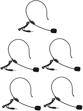 JOINPAYA 5 Stück-Pack Headset mit Mikrofon aus Kunststoff Omnidirektionales Ohrmikrofon mit 3,5Mm Gewindekopf Klein und Tragbar für Bühnenauftritte und Unterricht