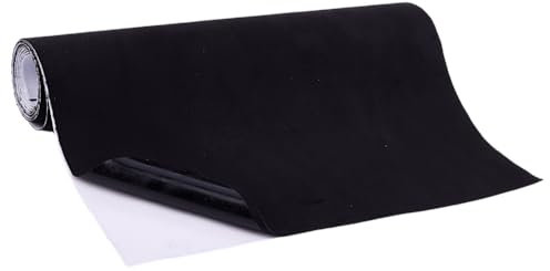 DELORIGIN 11,8 L x 59 B tessuto in pelle scamosciata per auto tessuto avvolgente in microfibra autoadesivo, effetto camoscio nero, elastico, per interni auto