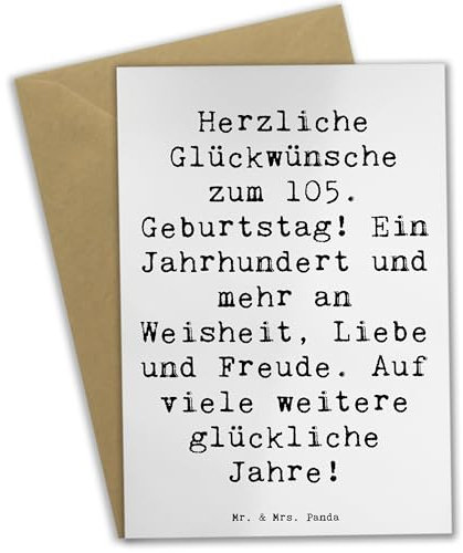 Mr. & Mrs. Panda spruchkarte Spruch 105. Geburtstag - Geschenk, einladungskarten, Familienfeier, Gesundheit, Dankbarkeit, osterkarten, Beileidskarte, Lebenserfahrungen, hochzeitskarten, Happy Birthday