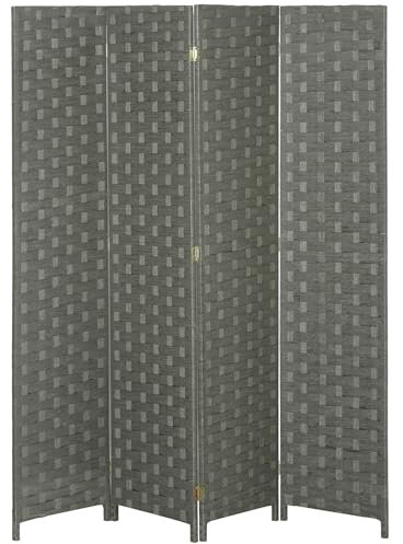 HOMCOM Paravent intérieur en Bois 4 Panneaux séparateur de pièce cloison, dim. 159,5L x 169,5H x 1,6P cm