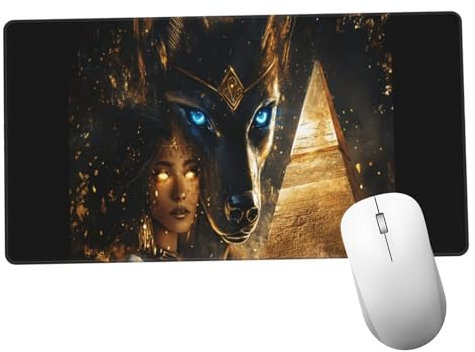 Negro Alfombrilla Ratón 1400x600x3mm Alfombrilla Raton XXL Grande con Base de Goma Antideslizante, Lavable, Accesorios Gaming Egipto, Ordenador Gamer Regalos, Mouse Pad Gaming Mejora La Velocida Y640