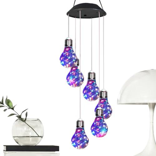 zjhukfmc Garden Decorations Hanging Solar Lights, 70cm Solar Led Lights Wind Chime Light, Wind Chimes Solar Light, LED Solar Crystal Ball Wind Chime, Outdoor Decor For Party Yard Window Home