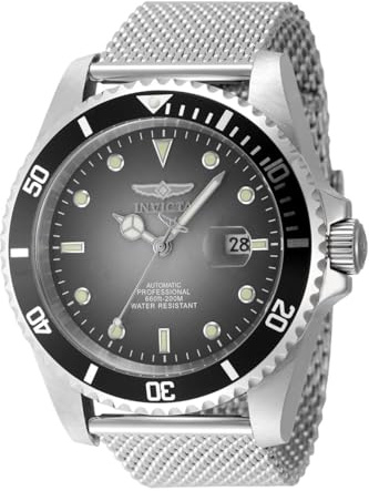 Invicta Pro Diver 48629 Herren Uhr - Wasserdicht - Analog - Automatikuhr - Edelstahl mit grauen zifferblat - 47mm