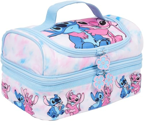 Disney Stitch - Bolsa de almuerzo con múltiples compartimentos para niños, con aislamiento térmico, doble piso, para niñas