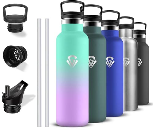 Gourde Isotherme, Gourde 750 ml, Sans BPA, Bouteille Isotherme, Anti Fuite, Bouteille Inox, Double Isolation, Facile à Nettoyer, Bouteille d'eau pour Sport, Camping, Yoga, Running, Randonnée