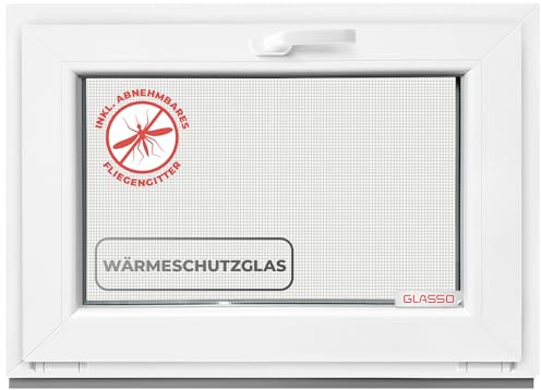 Kippfenster 100x50 cm 2 fach Verglasung - Alle Größen Kunststofffenster mit 60mm Profil - Kellerfenster BxH: 1000x500mm Perfekt für Fenster Gartenhaus, Garagenfenster, Hauskeller mit Kipp System