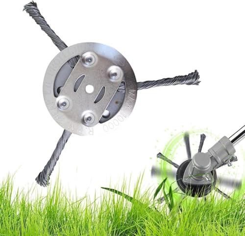 Tête de débroussailleuse en fil d'acier de 15,2 cm, tête de débroussailleuse universelle en fil d'acier indestructible, têtes de rechange pour débroussailleuse, désherbeur, lame en métal (3 lames)