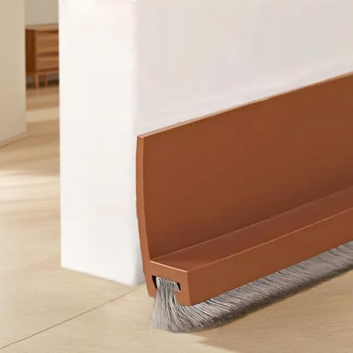 Wendict Brosse Bas de Porte 100cm, Calfeutrer de Porte, Joint Brosse Isolation Phonique, Bas de Porte Isolant, Coupe-Courant D'air, Calfeutrer de Porte D'entree, Marron