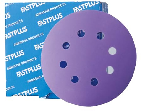 FASTPLUS 600 Grit 125mm Sanding Discs Hook & Loop 8 Hole Purple Film Disc | 5 Inch Wet Dry Sandpaper Pads for Orbital Sanders Wood Metal Automotive Repair and General Sanding 50PCS