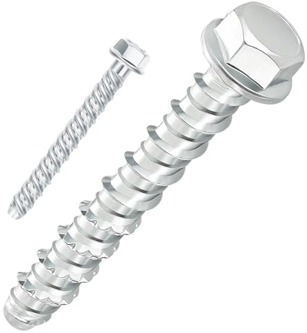 DAIRYCOF M10x100mm Betonschrauben, 20 Stück Betonschrauben ohne Dübel 100mm, Sechskantkopf Betonschraube M10 Schrauben verzinkt mit Scheibe für Beton, Mauerwerk, Ziegel & Stein