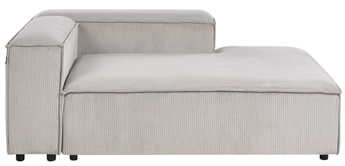 Beliani Modul-Chaiselongue Cord Taupe linksseitig mit niedriger Rückenlehne Ardal