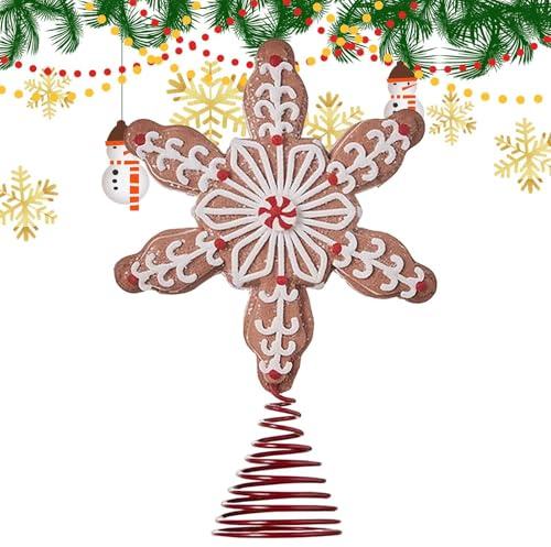 Baumspitze Wipfeldekoration Feiertags-Requisiten | Dekorativer Lebkuchenmann aus Holz für den Weihnachtsbaum Festliche Atmosphäre Deko für Innen- und Außenbereich, Garten,