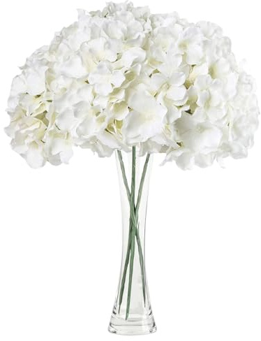 Wekuw 3 Pcs Flores Artificiales Hortensias Blanco