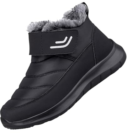 Generisch Women's Hiking Boots Men's Winter Boots Lined Non-Slip Winter Boots Slip On Walking Boots Winter Warm Comfortable Slip On Boots Thick Sole Unisex Hiking Boots for Trekking, black, 7 UK