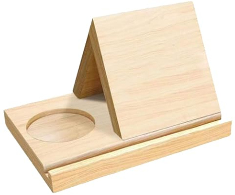 Estantería pequeña de Madera Natural, Soporte Triangular para Libros con portavasos, Mini estantería Decorativa para Oficina en casa, Biblioteca y Amantes de los Libros