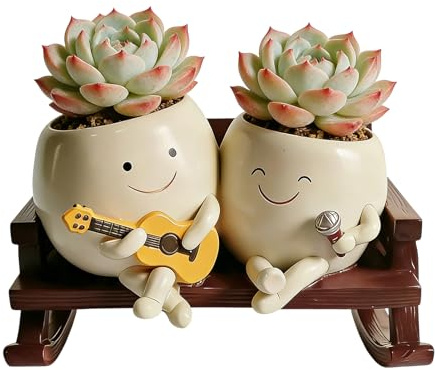 Générique Vaso di resina – Respirabile semplice, e dal design sorridente | Vaso decorativo in resina per orchidea cactus monstera aloe
