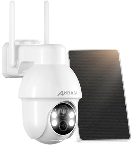 ANRAN 2K Camera Surveillance WiFi Exterieure sans Fil Solaire, Camera Batterie, 360° Panoramique PTZ, Vision Nocturne Couleur, Audio Bidirectionnel, Détection Humaine PIR, Sirène, Alerte Instantané