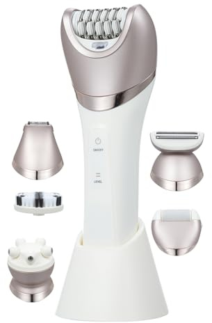 Set di rasoi per il corpo elettrico per le donne 6 in 1, per il viso e il corpo con spazzola esfoliante e massaggiatore facciale, USB ricaricabile, IPX7 lavabile completo