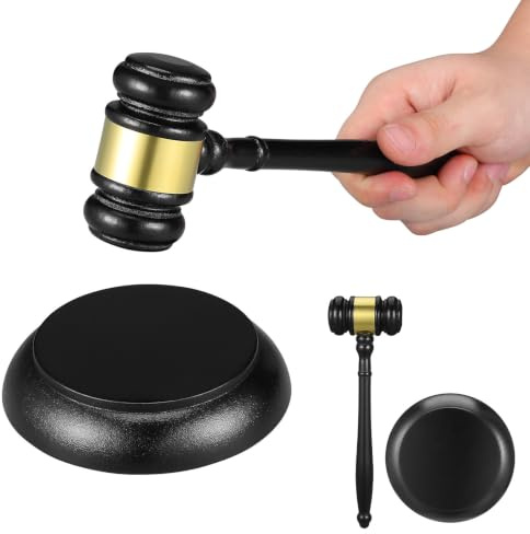 ABOOFAN Mazo para Juez de Madera Negra, Martillo para Subasta Acabado Fino y Práctico para Reuniones y Uso Diario en Tribunales