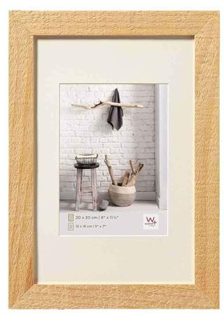 walther design Marco de fotos natural 18 x 24 cm con passepartout, Marco de madera Home HO824H