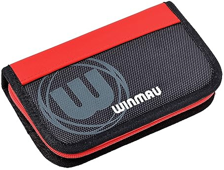 WINMAU Urban-Pro Darts Case in Red - Holds 2 Sets of Assembled Darts | 17 Compartments |Stylish Branded Accessories |Durable Carry Case | Compact & Versatile Storage Organizer