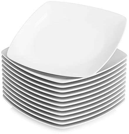 MALACASA, Serie Julia, 12 TLG. Set, 8 KLEIN Porzellan Kuchenteller Dessertteller Frühstücksteller Kuchen Teller mit je 16,7 X 16,7 X 2 CM für 12 Personen