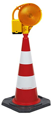 UvV Blitzleuchte (L8L) und Verkehrs-Leitkegel schwer, 75 cm hoch, 5,1 kg, BASt STVO Vollreflex RA1 (HD-PE)