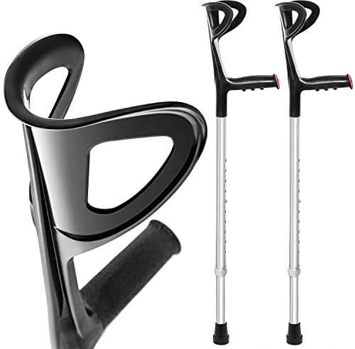 AIESI® Orthopädische Krücken individuell verstellbar aus schwarz eloxiertem Aluminium (Packung à 2 Stück), 24 Monate Garantie